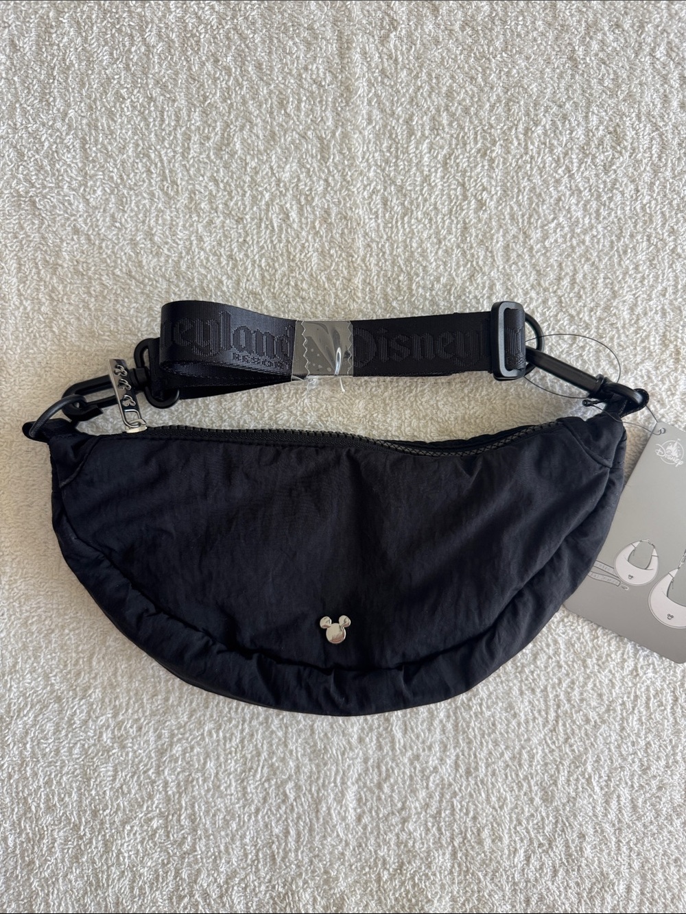Disney Disneyland Black Mickey Crescent Convertible Crossbody Bag